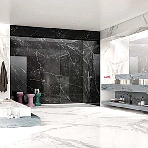 Nero Marquina Porselen kaplanmış banyo